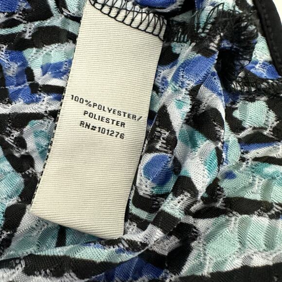 ECI New York Blouse Womens Large Blue Flutter Sleeve Costal Flowy Capsule - Picture 7 of 13